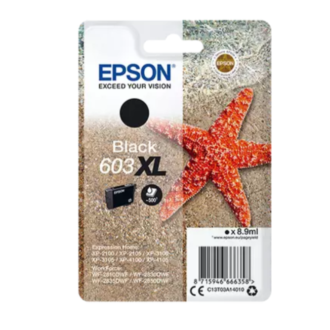 Epson cartuccia inchiosto nero alta capacità 603XL Stella Marina originale (C13T03A14010)