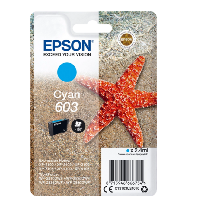 Epson cartuccia inchiosto ciano 603 Stella Marina originale (C13T03U24010)