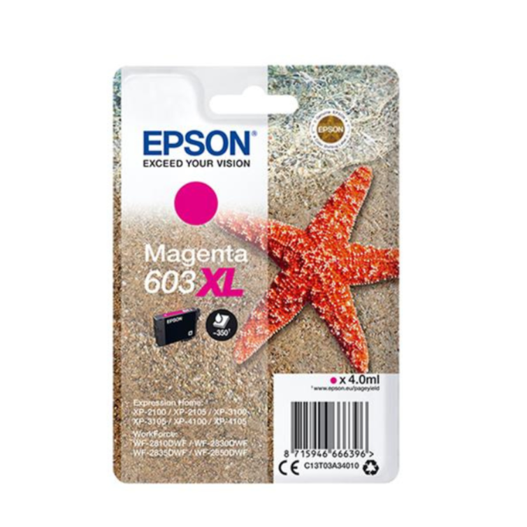 Epson cartuccia inchiosto magenta alta capacità 603XL Stella Marina originale (C13T03A34010)