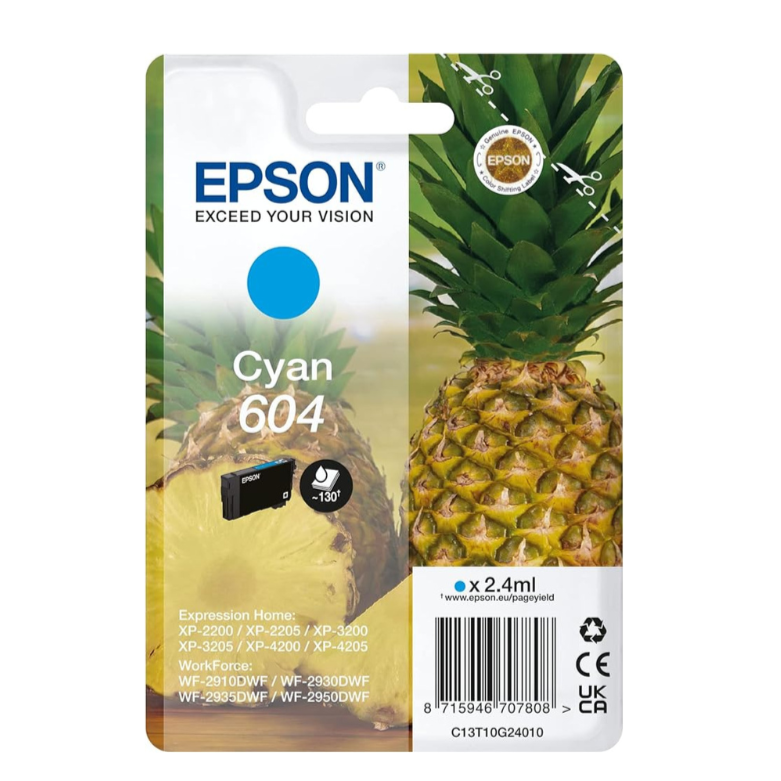 Epson cartuccia inchiostro ciano 604 Ananas originale (C13T10G24010)