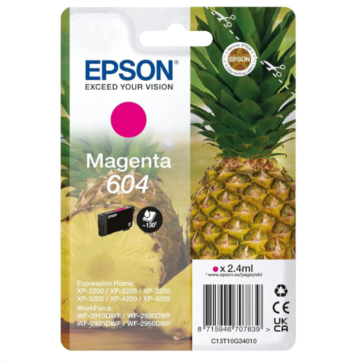 Epson cartuccia inchiostro magenta 604 Ananas originale (C13T10G34010)