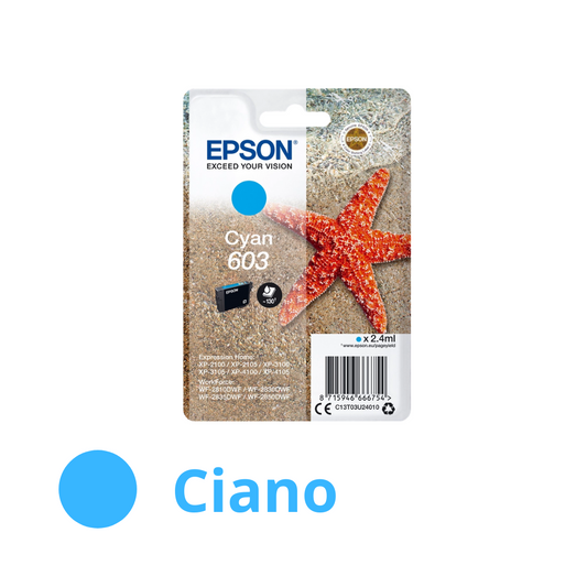 Epson cartuccia inchiosto ciano 603 Stella Marina originale (C13T03U24010)