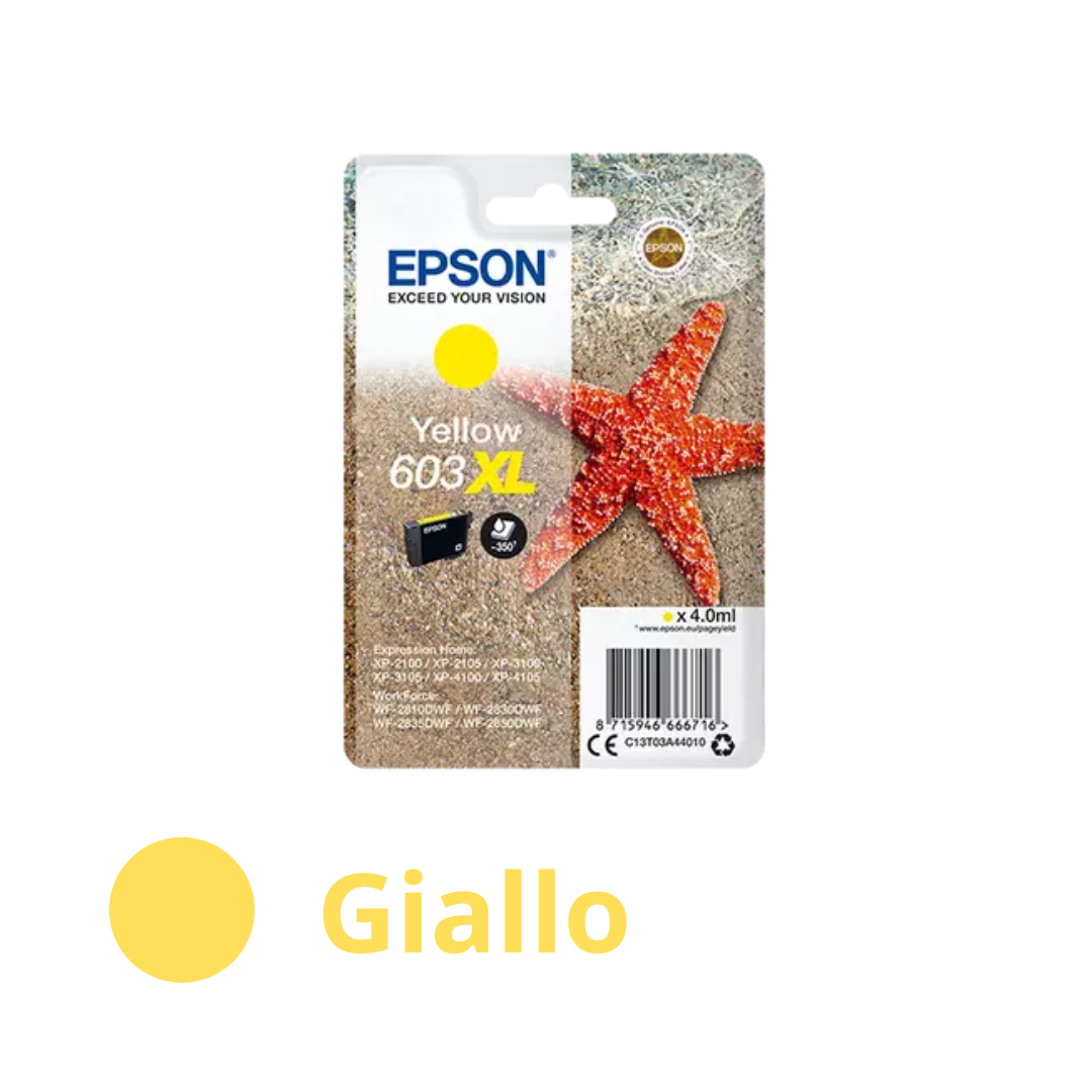 Epson cartuccia inchiosto giallo alta capacità 603XL Stella Marina originale (C13T03A44010)