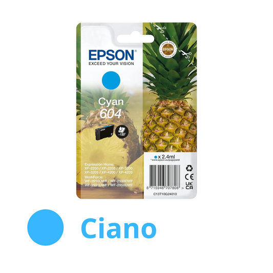 Epson cartuccia inchiostro ciano 604 Ananas originale (C13T10G24010)